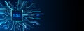 SSL digital microchip with circuit lines on glowing tech background, symbolizing secure encryption and cybersecurity concept in Royalty Free Stock Photo