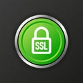 SSL encryption button. Secure icon. Vector illustration. Royalty Free Stock Photo