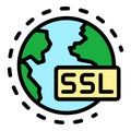 Ssl global system icon color outline vector Royalty Free Stock Photo