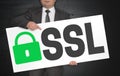 SSL poster is held by businessman Royalty Free Stock Photo