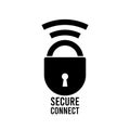 SSL secure https certificate connection icon vector illustration isolated, black and white secured padlock web symbols, protected Royalty Free Stock Photo