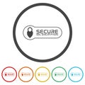 SSL secure https connection icons in color circle buttons Royalty Free Stock Photo