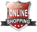 SSL 100% secure online shopping shield web icon badge Royalty Free Stock Photo