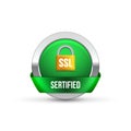 SSL secure protection symbol. SSL security transaction button with ribbon. Lock guard design icon Royalty Free Stock Photo