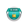SSL secure protection symbol. SSL security transaction button with ribbon. Lock guard design icon