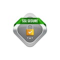 SSL secure protection symbol. SSL security transaction button with ribbon. Lock guard design icon