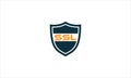 SSL Secure Socket Layer in Shield icon logo design illustration in simple flat design