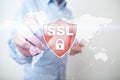 SSL Secure Sockets Layer, a computing protocol. Security of data sent via the Internet by using encryption. Royalty Free Stock Photo