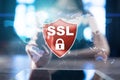 SSL Secure Sockets Layer, a computing protocol. Security of data sent via the Internet by using encryption.