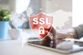 SSL Secure Sockets Layer, a computing protocol. Security of data sent via the Internet by using encryption.