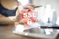 SSL Secure Sockets Layer, a computing protocol. Security of data sent via the Internet by using encryption.