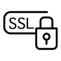 SSL security line icon. Certificate protected vector illustration isolated on white. Ssl secure and lock outline style