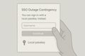 SSO Outage Contingency Sign In Process for Local Passkey in a User Interface Context Royalty Free Stock Photo
