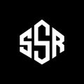 SSR letter logo design with polygon shape. SSR polygon and cube shape logo design. SSR hexagon vector logo template white and Royalty Free Stock Photo