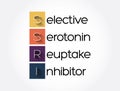 SSRI - Selective Serotonin Reuptake Inhibitor acronym, medical concept background