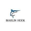 Marlin and hook symbol logo design vector
