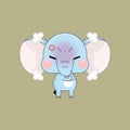 A Cute Cartoon Elephant, Standing with His Arms Crossed. Extremely Angry, and Steaming Smoke from His Head.