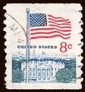 Sstamp printed by United states, shows Flag over White House in Washington