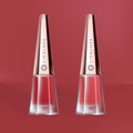 Vector Lipgloss / Nail Polish Bottle with Gold Cap in Rouge Background