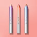 Vector Metallic Color Eyeshadow / Lipstick Pencil in Pink Background Royalty Free Stock Photo