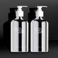 Vector Mens SKincare Healthcare Toiletries Beauty Haircare Bodycare Chrome Silver Pump Bottle in Dark Black Background