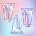 Vector Short Holographic Tube Hand Cream CC Cream Foundation Beauty Makeup Skincare Medical Medicated Repair Cream Unicorn Mermaid