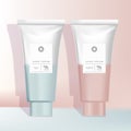 Vector Pink Blue White Gradient Design Tube Packaging for Skincare Healthcare Products