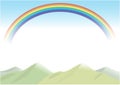 Mountain with rainbow background transparent background