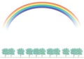 Tree-lined with rainbow background transparent background