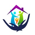 Home logo representing a happy family union. Royalty Free Stock Photo
