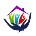 Home logo representing a happy family union. Royalty Free Stock Photo