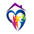 Heart-shaped home logo representing a happy family union. Royalty Free Stock Photo