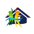 Home logo representing a happy family union. Royalty Free Stock Photo