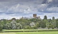 View of St Albans Abbey from Verulam Park on a sunny summer day Royalty Free Stock Photo