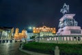 St Alexander Nevski Cathedral in Sofia and National Assembly at night, Bulgaria Royalty Free Stock Photo