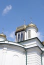 St. Alexander Nevsky Orthodox Church in Sokolka city in eastern Poland in summer over blue sky with clouds Royalty Free Stock Photo