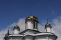 St. Alexander Nevsky Orthodox Church in Sokolka city in eastern Poland in summer over blue sky with clouds Royalty Free Stock Photo