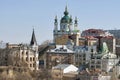 St Andrew's Church and Andriyivskyy Descent in Kiev, Ukraine Royalty Free Stock Photo