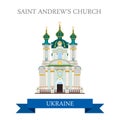 St Andrew's Church Kyiv Kiev Ukraine flat vector sight landmark
