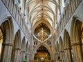 St Andrew`s Cross arches and crucifix under the tower of Wells Cathedral in Somerset, UK