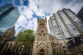 St Andrew's Presbyterian Church and modern buildings along Simco Royalty Free Stock Photo