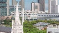St. Andrew's Cathedral aerial timelapse. It is an Anglican cathedral in Singapore, the country's largest cathedral.