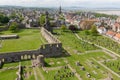 Aerial view ruin and graveyard Cathedral of St Andrews, Scotland