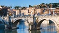 St Angel Bridge on Tiber river in Rome city Royalty Free Stock Photo