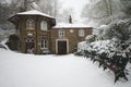 St Ann`s Well cafe on the Malvern Hills in the snow