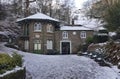 St Ann`s Well cafe on the Malvern Hills in the snow