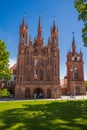 St. Anne`s Church and the church of the Bernardine Monastery on sunny day in Vilnius old town, Lithuania