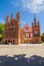 St. Anne`s Church and the church of the Bernardine Monastery on sunny day in Vilnius old town, Lithuania