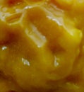 Closeup photograph of lime pickle.