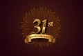 31st anniversary logotype with fireworks and golden ribbon, isolated on elegant background. vector anniversary for celebration, Royalty Free Stock Photo